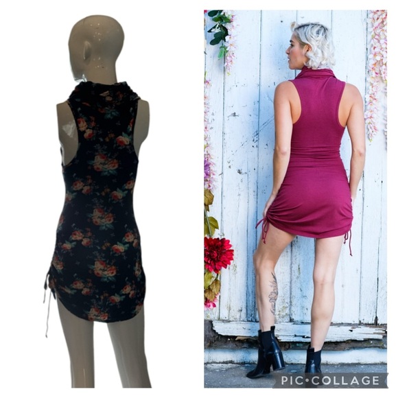 Warrior Within Designs Hunters Floral Cinch Exagerated Cowel Neck Dress Size S - Picture 3 of 10